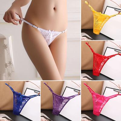 Dámské sexy spodní prádlo Kalhotky G-string tanga s nízkým pasem Krajkové nastavitelné kalhotky Průhledné spodní prádlo