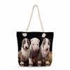 Multifunctional Dog Printed Thick Rope Shoulder Beach Bag Casual Large Capacity Handbag 7620