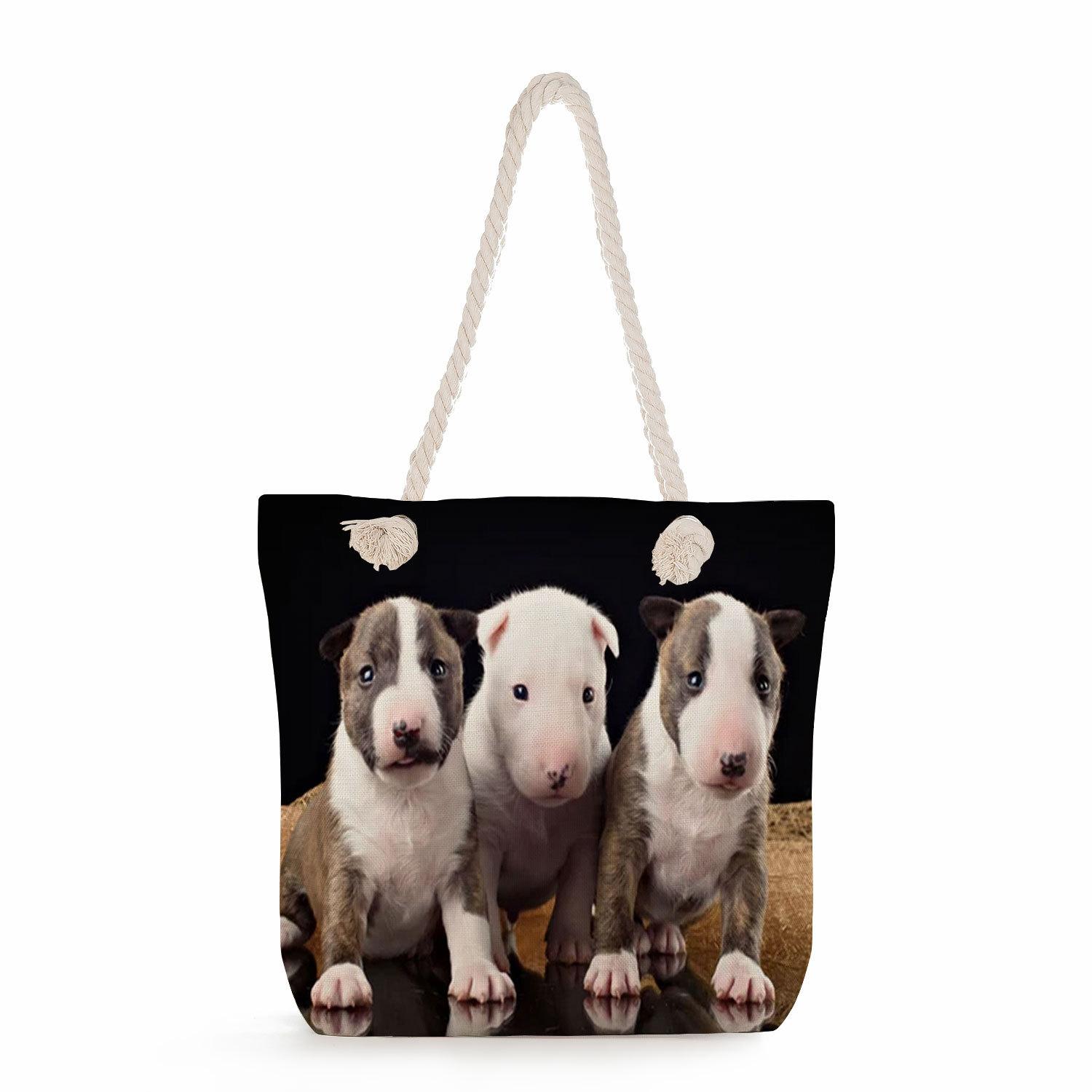 

Multifunctional Dog Printed Thick Rope Shoulder Beach Bag Casual large capacity handbag 7620 KTB