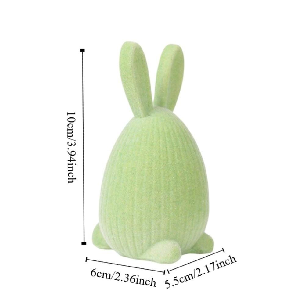 Creative Flocking Easter Bunny Ornament Resin Easter Decor Easter Egg Decoration  Home Decoration