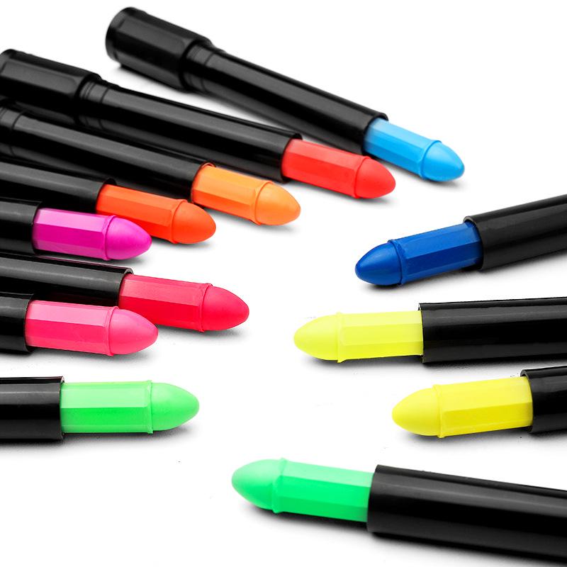 Luminous 12-Color Twist-Up Face Paint Crayon Set for Clean Hands and Halloween Body Art