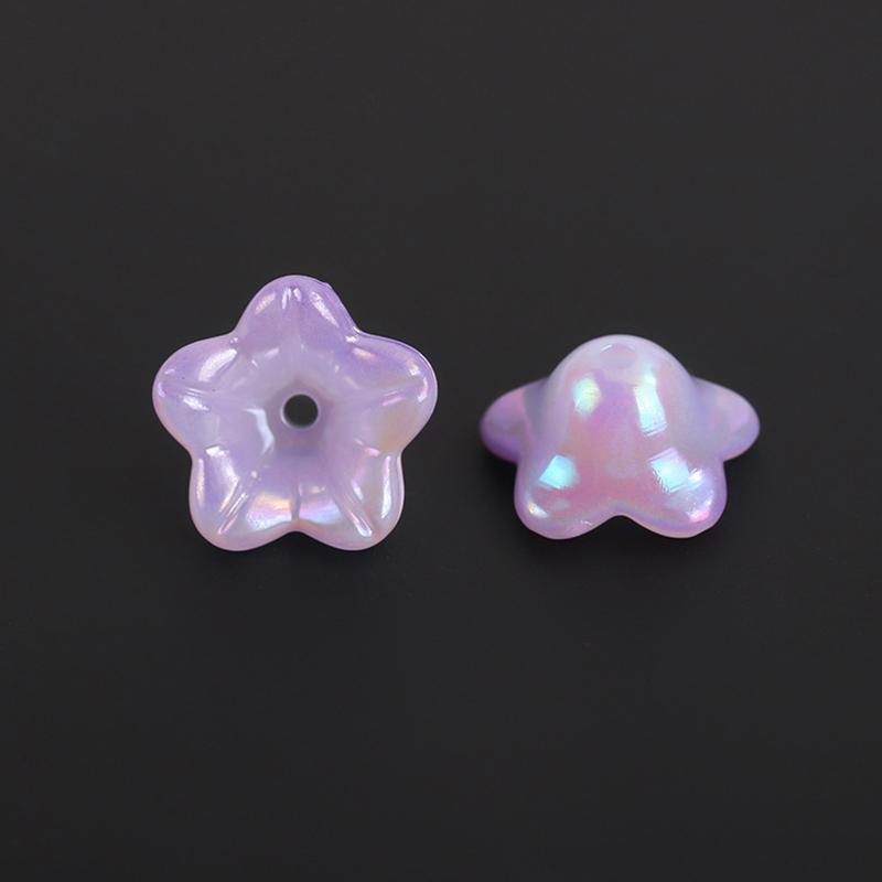 50Pcs 7X13Mm Gradual Change Acrylic Bellflower Beads Caps Jewelry Findings Charms Bracelets Spacer Beads For Jewelry Making