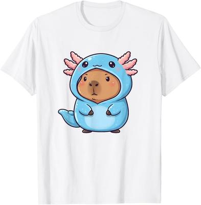 Kawaii Capybara Axolotl Grafik Tierliebhaber T-Shirt