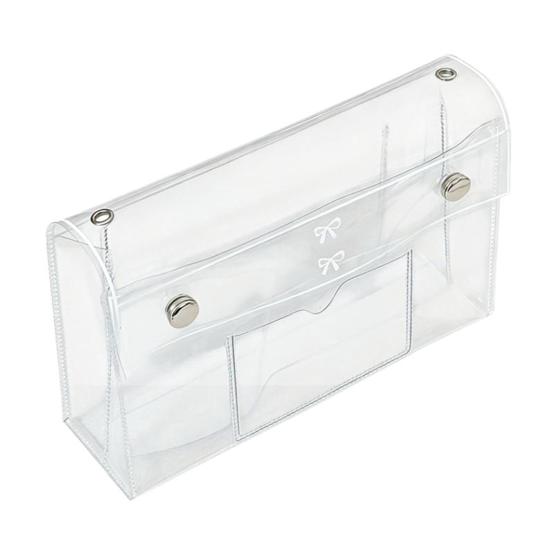 Multi-pocket PVC Transparent Pencil Case Portable Cosmetic Makeup Bag Travel Organizer for Student School Office Storage