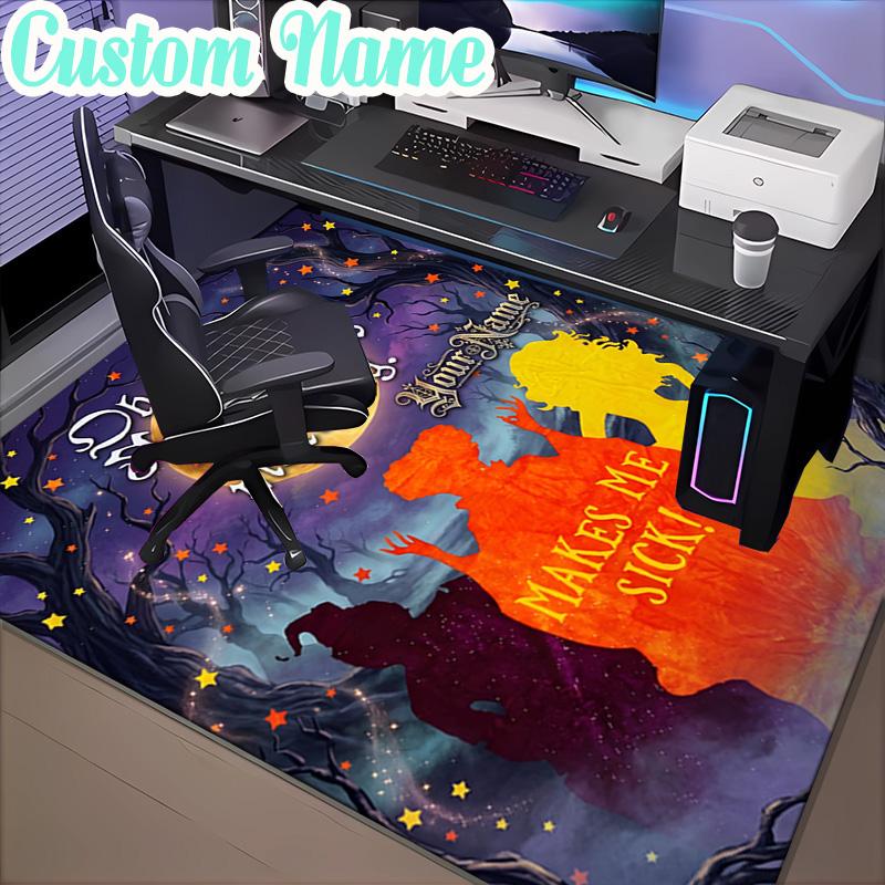 Custom Name Magical Three Witch Rug, Office Rug, Chair Rug, Carpet for Living Rooms, Doormat Game Rug Home Decor Christmas Gifts