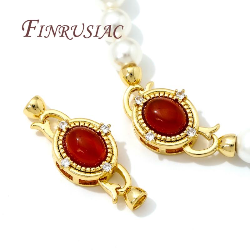 18K Real Gold Plated Inlaid Natural Stone Jewelry Clasps Fasteners For Bracelets Accessories,Locks For Jewelry,Necklace Findings
