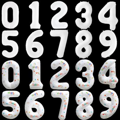 32 Inch Digital Balloon White Printed Colored Happy Birthday Sticker Birthday Decoration Photo Prop Aluminum Film Balloon