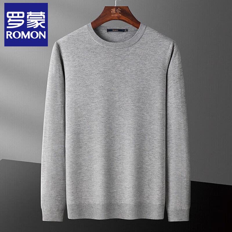 Romon Men's Wool & Silk Blend Round Neck Pullover Sweater