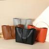 Chic Litchi Texture Tote Bag Snap Button Design Leather Shoulder Bag Large Capacity Crossbody Work Bag Women