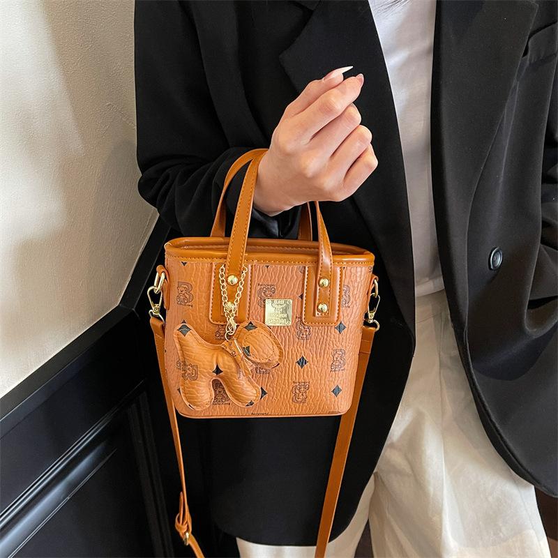 Printed Portable Vegetable Basket Bag Women'S Versatile Bucket Bag Foreign Style Shoulder Messenger Bag