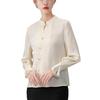 New Age Reducing Chiffon Shirt for Women Chinese Style Small Stand Up Collar Flare Spring Autumn Blouse Good Looking
