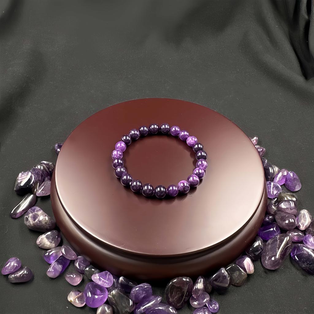 1Amethyst beaded elastic bracelet handmade with elastic cord8mm Ideal gift for both men and women, suitable as an everyday clothing accessory