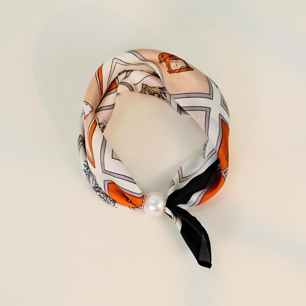 Elegante Sciarpa di Seta Magnetica con Fiori di Cashmere a Pois