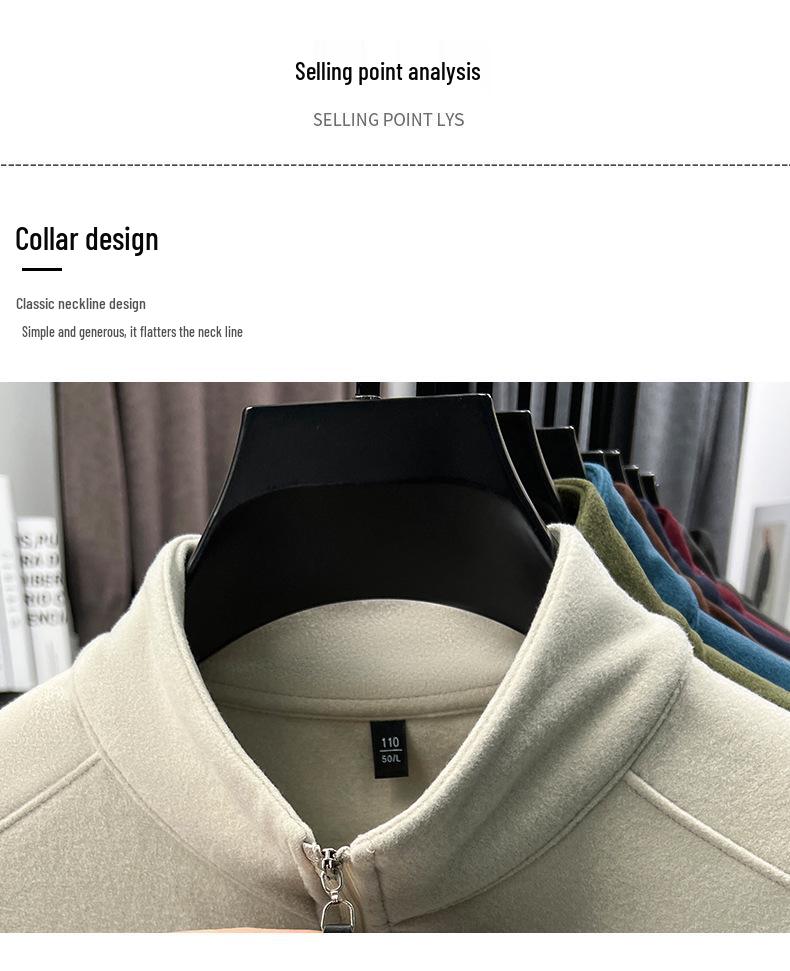 Men's Double-Sided Fleece Half-Zip Long-Sleeve T-Shirt with Half-High Collar - Warm Winter Base Layer Sweatshirt