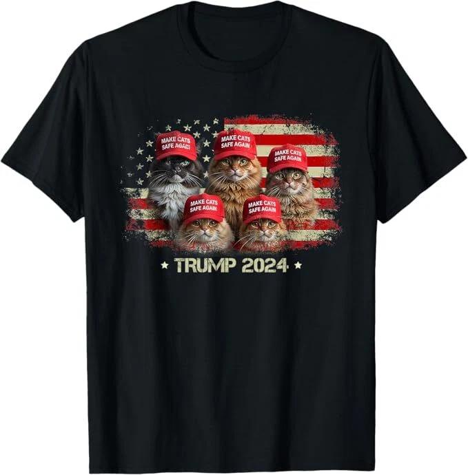 Donald Trump Make Cats Safe Again Red Hat 2024 Debate Funny Unisex T-Shirt XXL