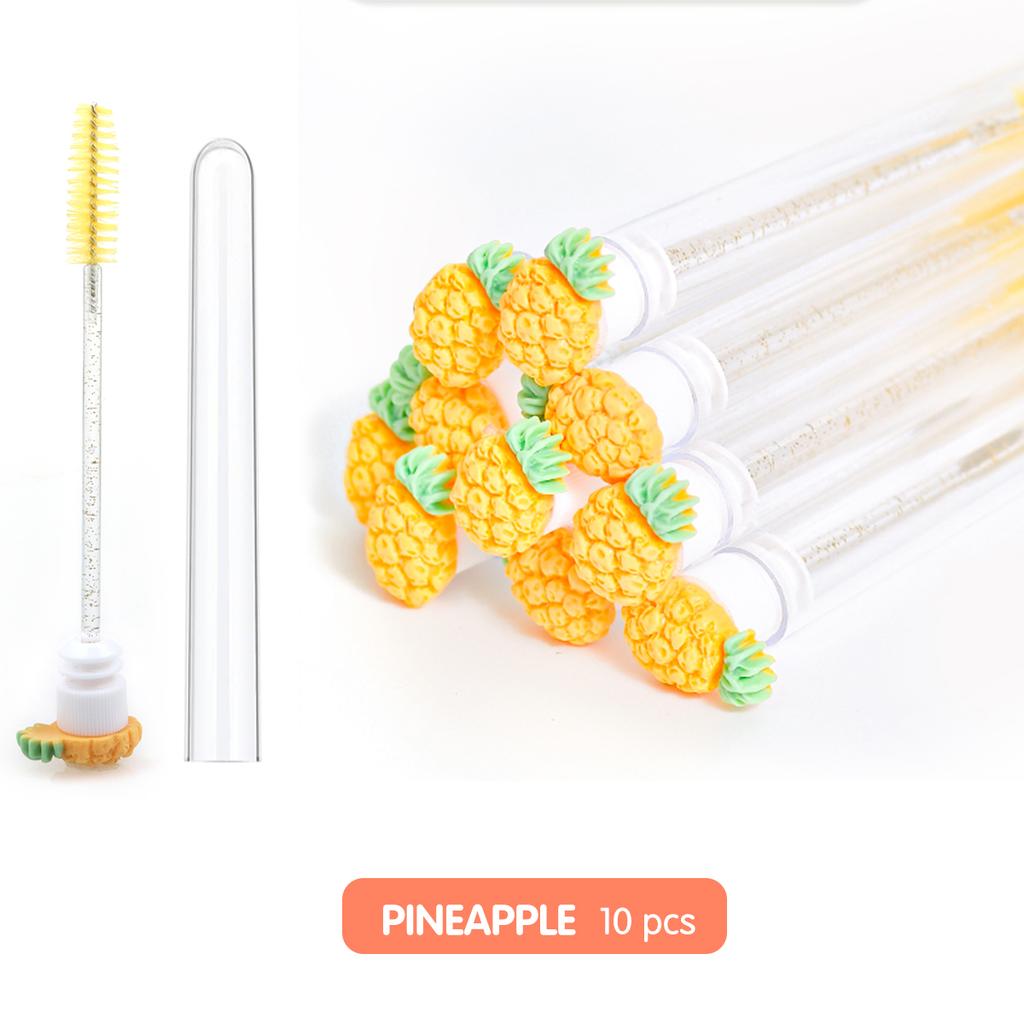 Reusable Eyelash Brushes Tube Spoolies Brushes Mascara Wands Plastic Fiber Nylon Lash Makeup Fruit Brush Tube 10pcs/bag