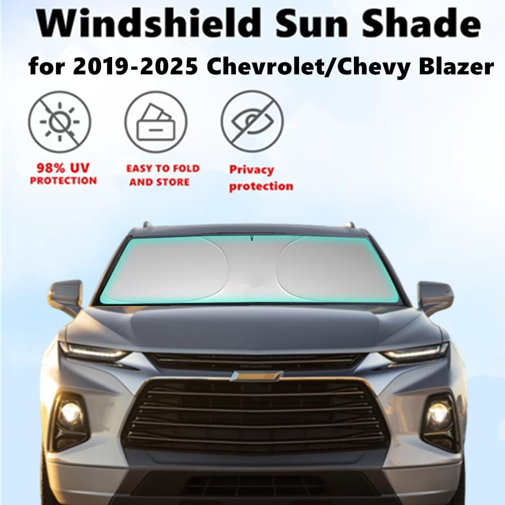 Windshield Sun Shade for -2025 Chevrolet/Chevy Blazer 240T Double-Layer Foldable Car Front Window Sunshade Accessories 240 T Sun Visor Protector
