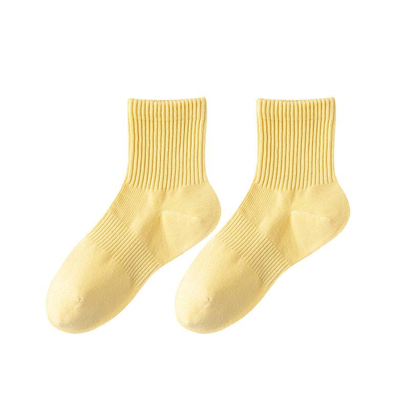 Female Summer Solid Color Cotton Tube Anti Pilling Boneless Seam Head Tube Socks