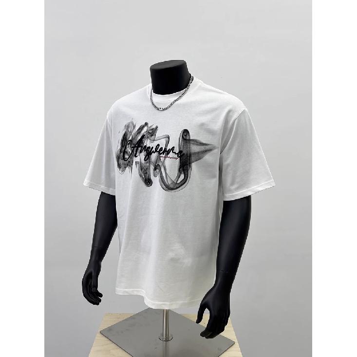 

Футболка с короткими рукавами American Retro High Street, мужская футболка высокого качества Ruan Shuai Oumei, модная брендовая пара 3XL белый