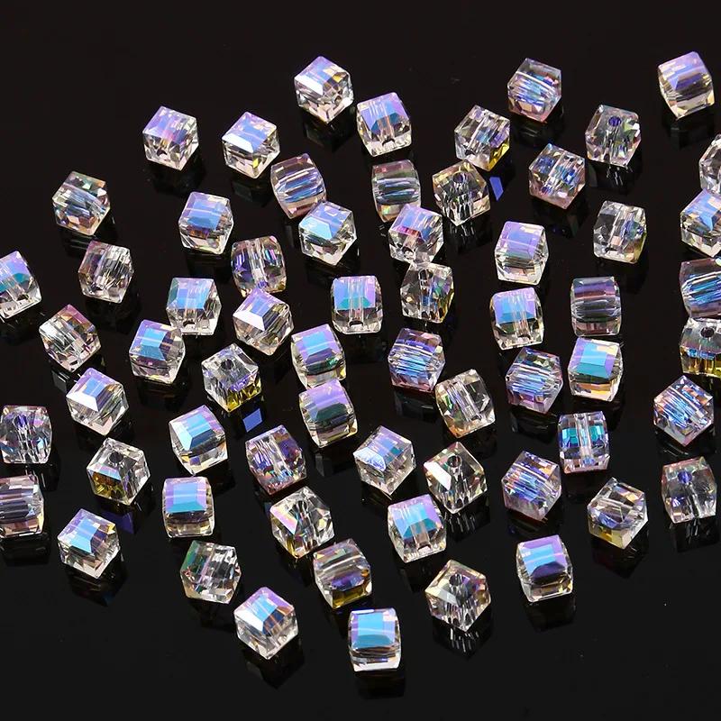 10pcs Pink Many Square 5mm Austria Crystal Beads charm Glass Crystal Beads Loose Spacer Bead for DIY Jewelry Making