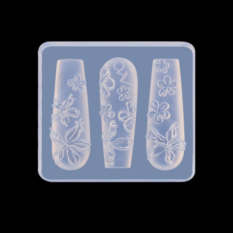 Multipurpose 3D Nail Art Silicone Mould with Butterfly and Moon Patterns Decoration for Crafting Unique Acrylic Nails