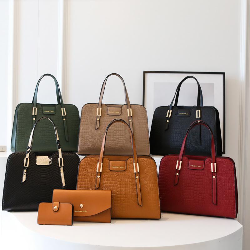 Women’s Handbag Set Embossed PU Leather Tote Shoulder Crossbody Top Handle Bags