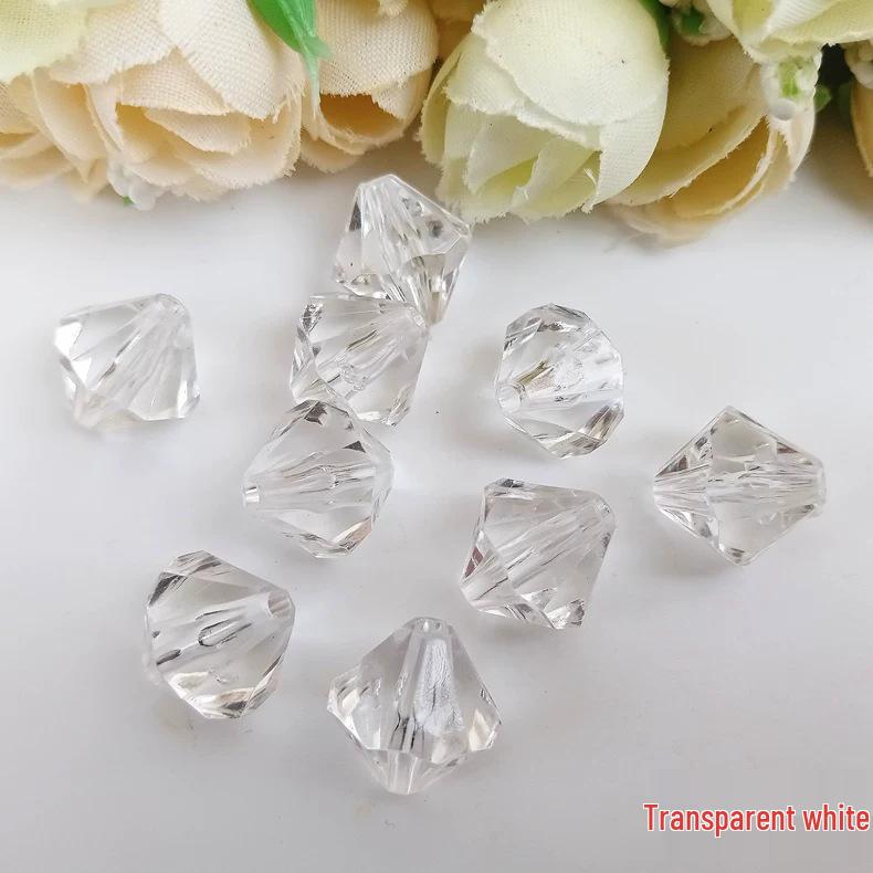 Acrylic Transparent 14mm Double-Pointed Rhombus Imitation Crystal Beads for DIY Jewelry Accessories and Colored Door Curtains 14mm, approx. 340 pcs per 500g