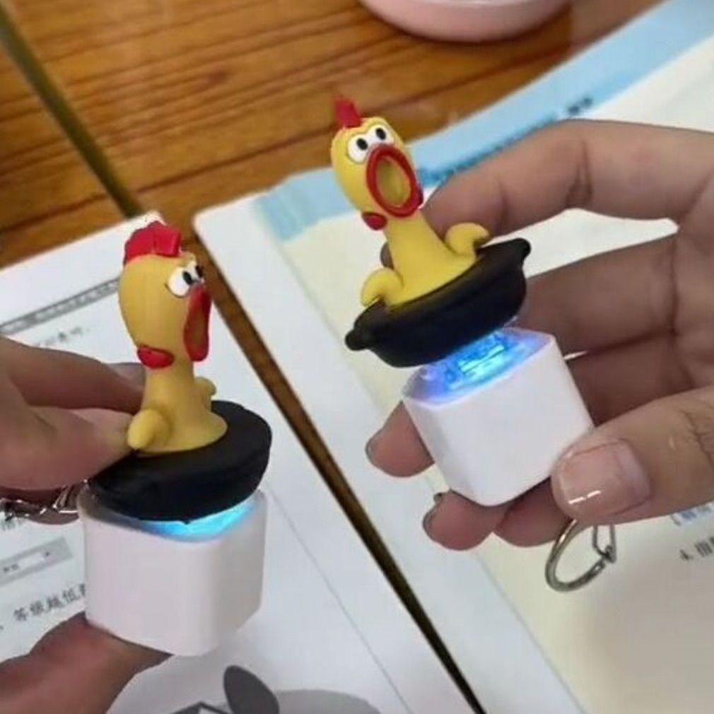 Portachiavi Giocattolo Fidget Rana Gracidante Portachiavi Gallo Ricaricabile Con Suono & LED, Cliccatore Tastiera Anatra Divertente Sollievo dallo Stress