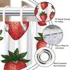 1 Bright Red Strawberry And Green Leaves Shower Curtain - Washable Polyester With Hooks, Playful Fruit Pattern For Bathroom