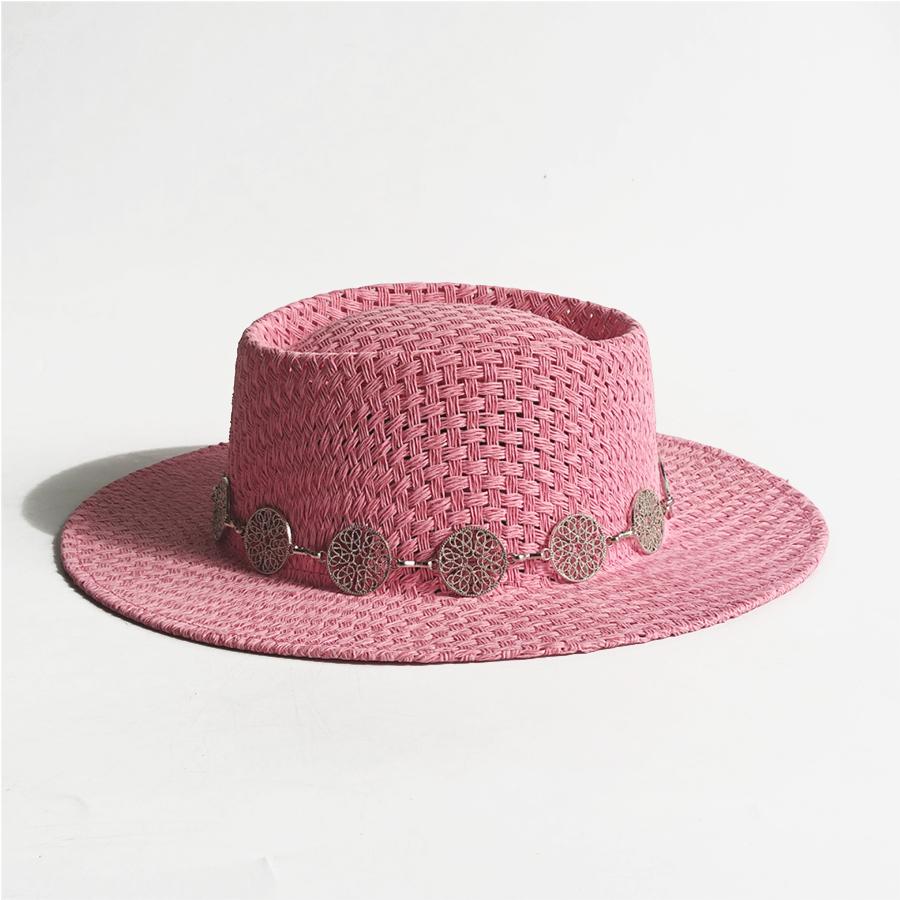 New Straw Boater Summer Sun Hat Wide Brim Fedora Panama Summer Beach Hat for Women Men Sun Hat Vacation Holiday Chapeau Femme