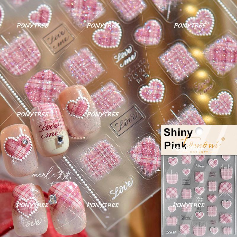 Delicate White Lace Bowknot Simulated Fabric Ribbon Silver Stamped Noble Rhinestone 5D Adhesive Nail Art Sticker Manicure Decal
