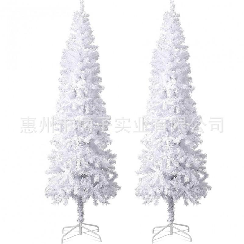 White Flocked Artificial Christmas Tree Set PVC Snow Cedar Decor Indoor Home Holiday Display