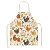 1pc Rooster Hen Printed Linen Apron Dinner Bib Kitchen Cooking Baking BBQ Stain Resistant Apron Home Cleaning Accessories