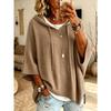 Women New Knit Hooded Drawstring Sweatshirt, Loose Casual Knitted Outerwear Sweater