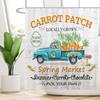 Cute Bunny Floral Shower Curtain Easter Rabbit Truck Watercolor Flower Plant Green Leaves Butterfly Bathroom Decor with Hooks