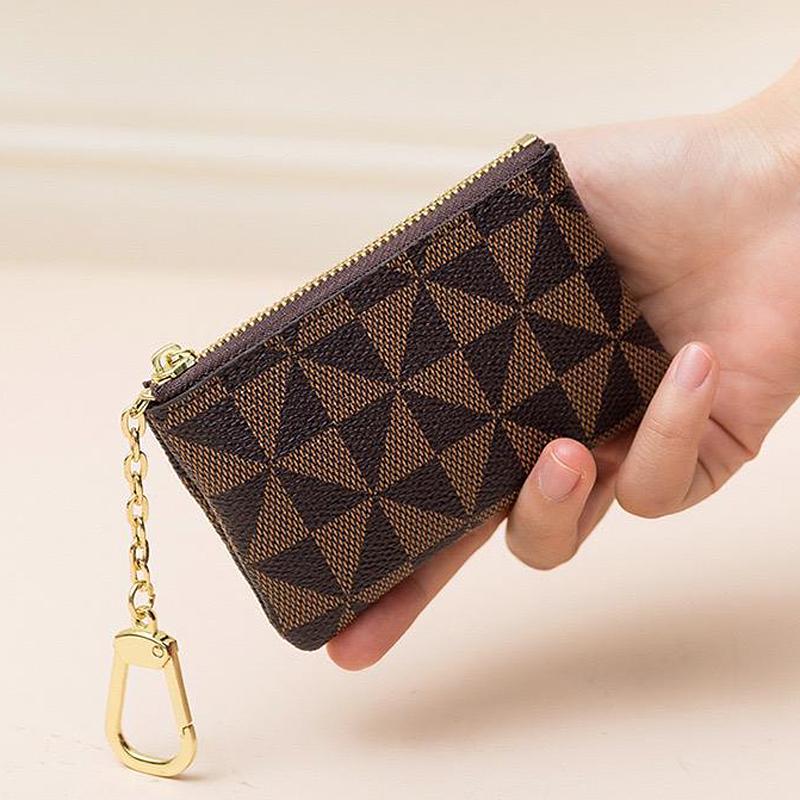 Fashion Brand Coin Purse With Key Chain Women PU Leather Mini Wallet Portable Billfold Lipstick Keys Bank Cards Storage Bag