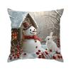 Christmas Rabbit Cushion Pillowcase Printed Polyester 45X45Cm Throw Pillowcover Decorative Sofa Cushion Pillowslip Home Decor
