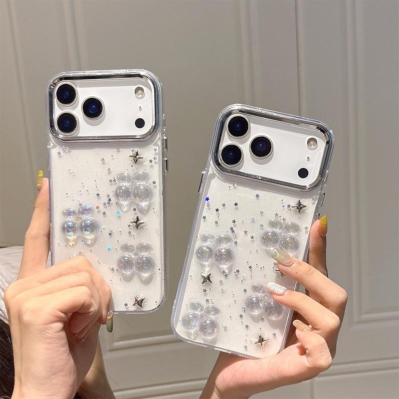 Small Fresh Ins Glitter Mobile Phone Case for IPhone16promax Cherry for Apple 17 Sequin 15pro Female Model