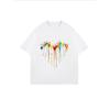 White Oversized T Shirt With Colorful Paint Drip Print For Casual Wear