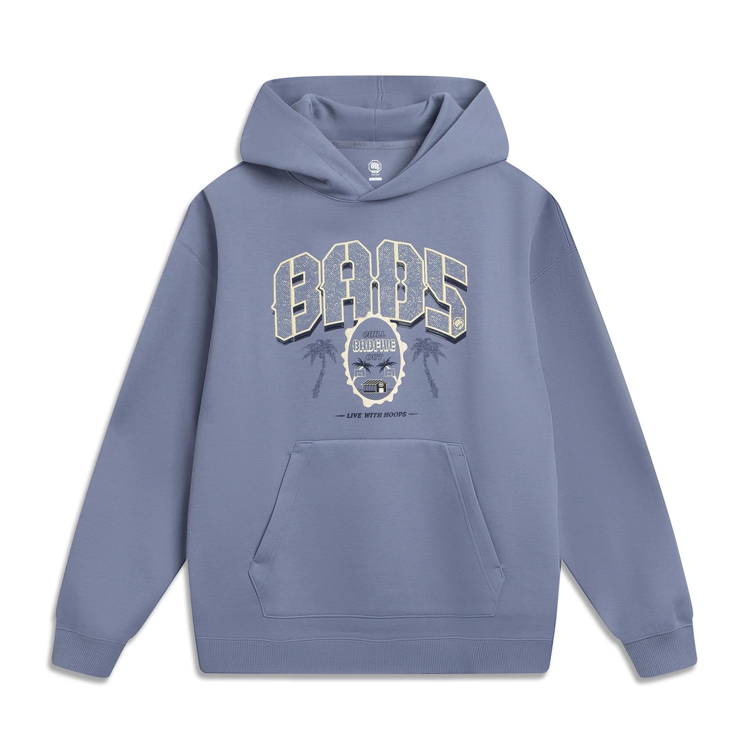 

Баскетбольная серия Li Ning Bad Five Letter Мягкая Дышащая Универсальная Свободная Толстовка Мужские худи AWDV317-8 XXL