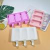 Food Grade Silicone Ice Cream Mold, Pop Cube, Popsicle with Sticks, Dessert DIY, Magnum Cake Maker, 3 Holes