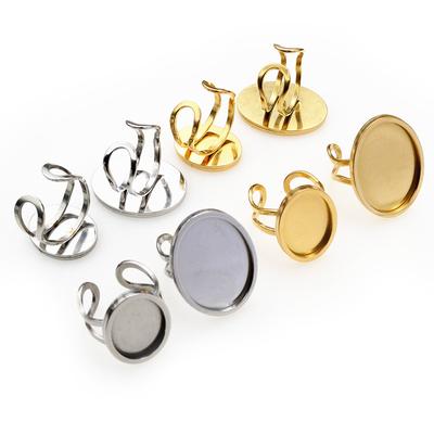5pcs 13x18mm 18x25mm Inner Size Oval Stainless Steel Adjustable Ring Settings Blank Base Fit Oval Glass Cabochons Ring Bezels