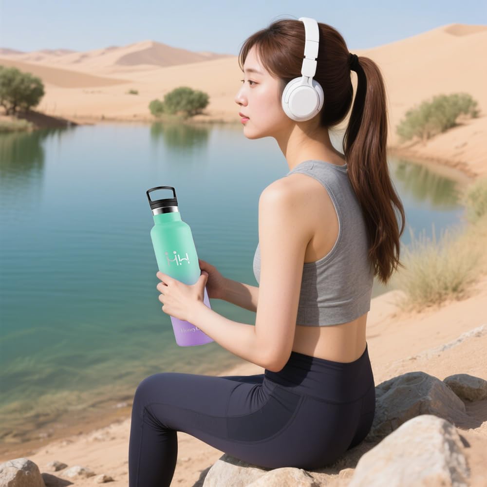 YANGYAO 1 Liter Stainless Steel Vacuum Insulated Water Insulates Hot and Cold Easy to Holds Carbonated Cute Seamless Design with Straw and Large