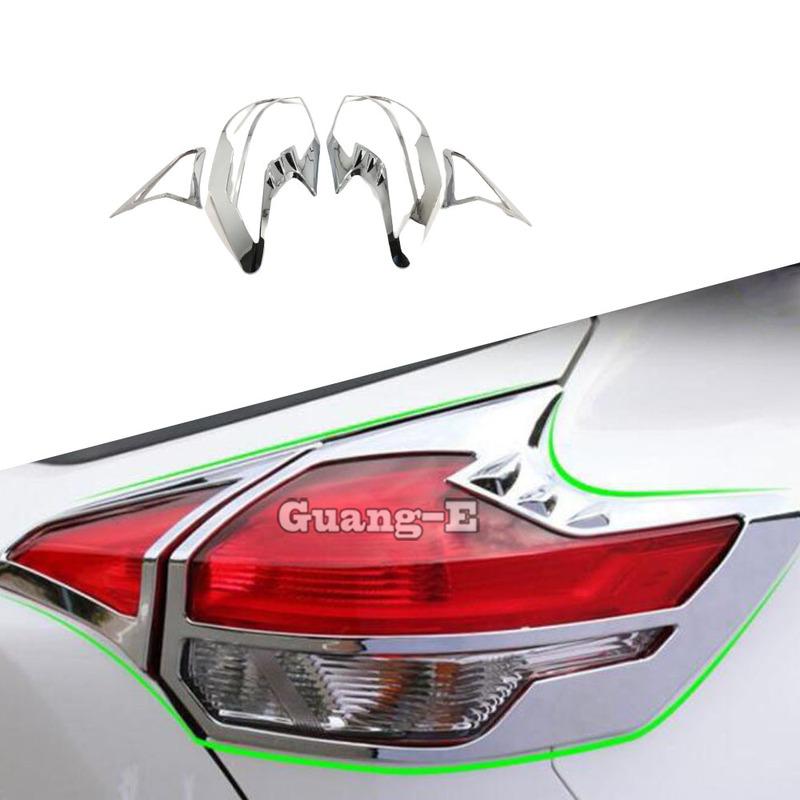 For Nissan Kicks 2017 2018      Car Eyebrow ABS Chrome Cover Trim Back Tail Rear Light Lamp Frame Parts 4PCs