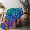 Vibrant Geometric Pattern Fleece Blanket - Abstract Colorful Block Design Sofa Bed Throw For Kids Teens Adults