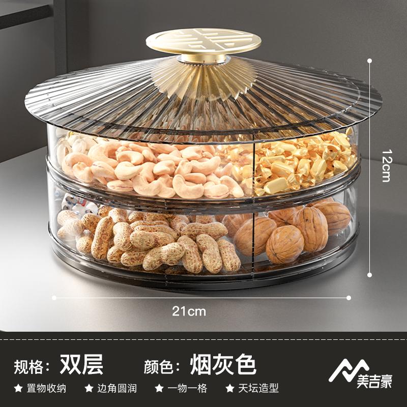 Plastic Dried Fruit Box Squirrel Cover Round Snack Tray Candy Box Food Organizer Melon Seed Nut Dried Fruit Plate Storage Boxes