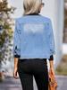 2026 Korean-European Women's Light Blue Single-Breasted Denim Jacket