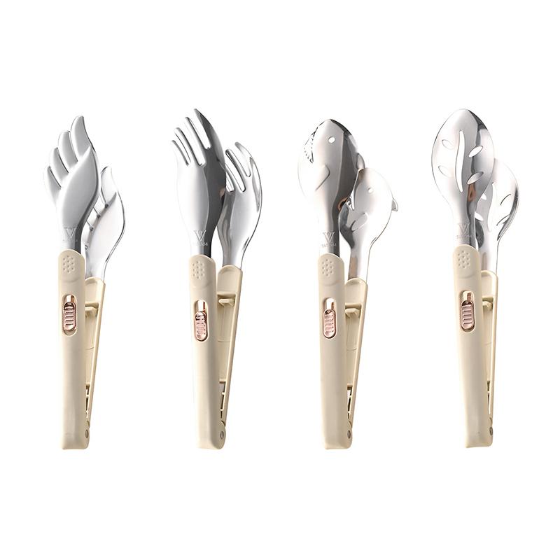 Stainless Steel Food Tongs Household Kitchen Thickened Heat-resistant Steak Tongs Food Buffet Barbecue Roasted Meat Bread Clips