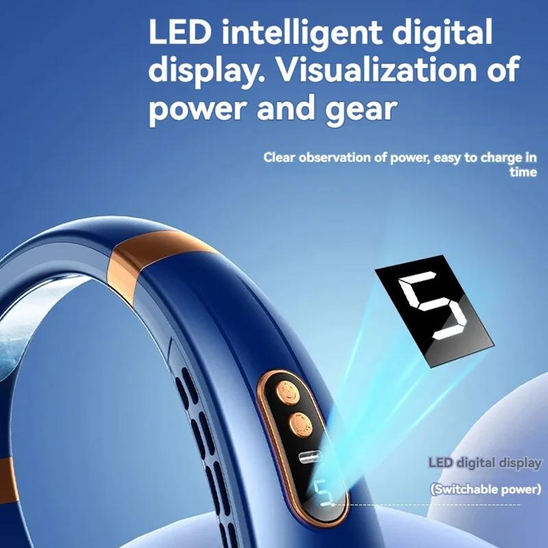 2024 New Outdoors Portable Halterneck Fan USB Handheld Silent Multi- Bladeless Mini Electric Hanging Neck Fan Usb Ceiling Fan