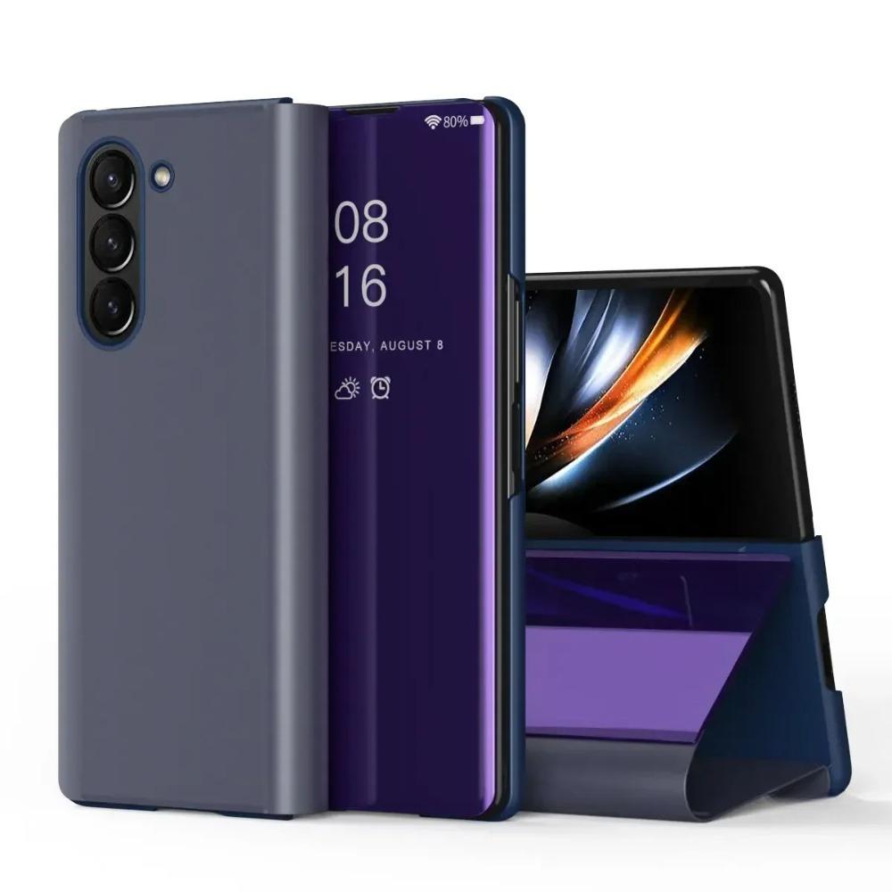 Špičkové kožené flipové pouzdro pro Samsung Galaxy Z Fold 7 6 5 4 3 5G Pokovené zrcátko Smart View Business Ochranný kryt proti pádu